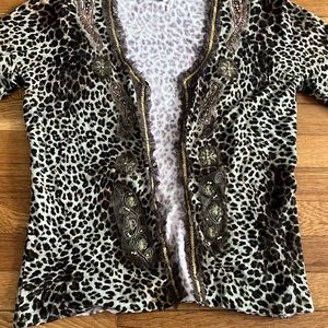Alberto Makali Long Sleeve Animal Print,  Embellished, L